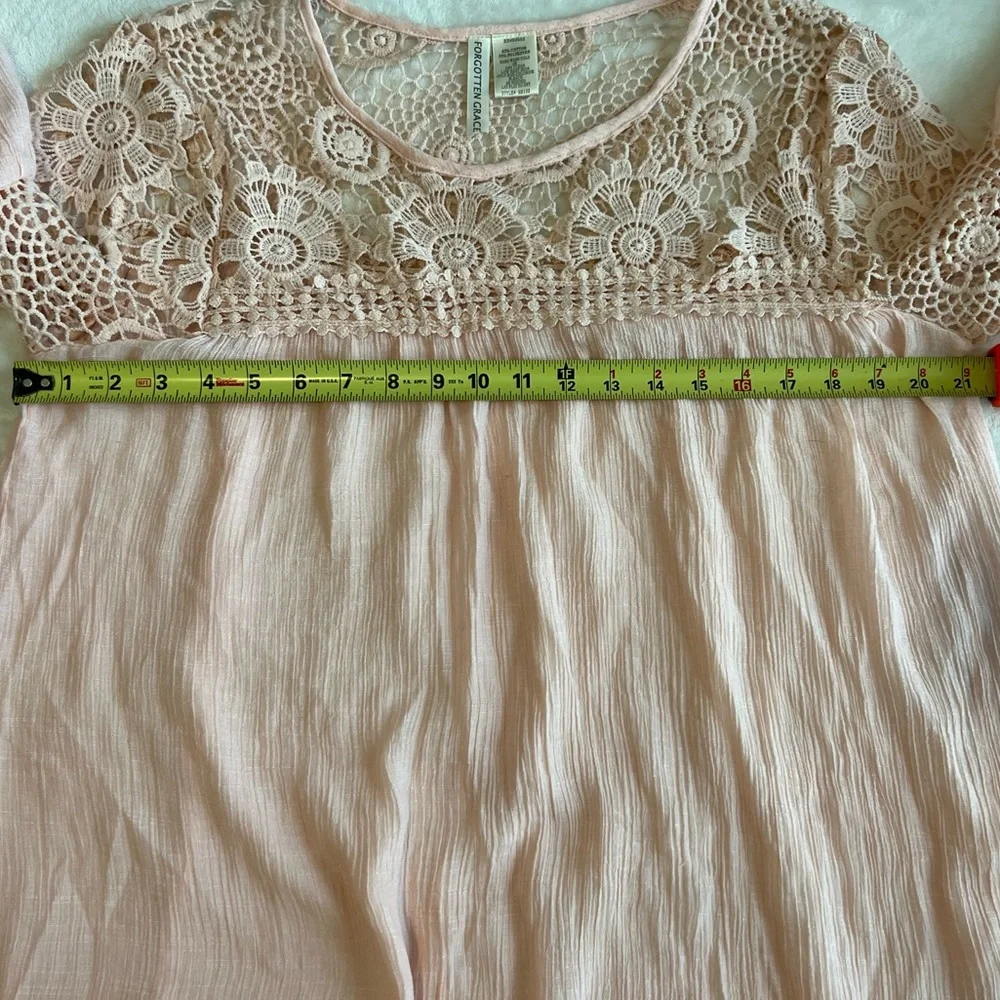 Forgotten Grace Blouse Womens Pink Top with Lace Detail Size XL - Picture 8 of 10